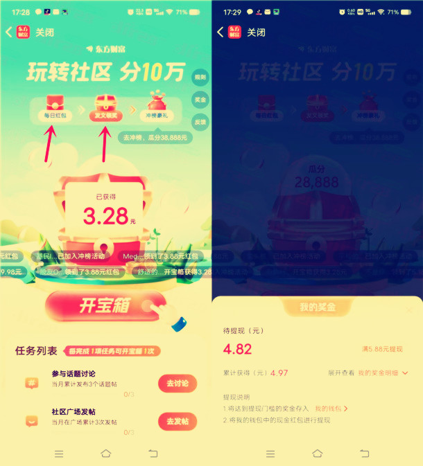 东方财富玩转社区活动瓜分10万现金红包