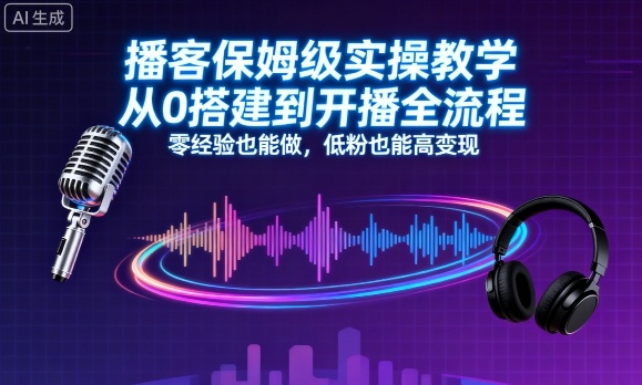 2025年播客保姆级实操教学，从0搭建到开播全流程，零经验也能做，低粉也能高变现