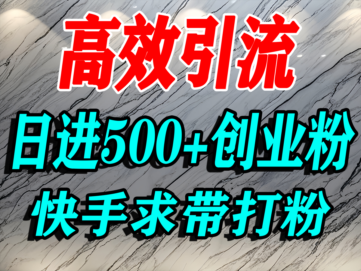 怎么打创业粉？快手求带视角精准引流创业粉，宝妈、学生群体日进500+精准流量