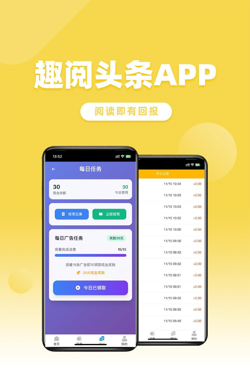 首码项目趣阅头条，广告浏览单条2元，日收益上限90元，提现实时秒到。