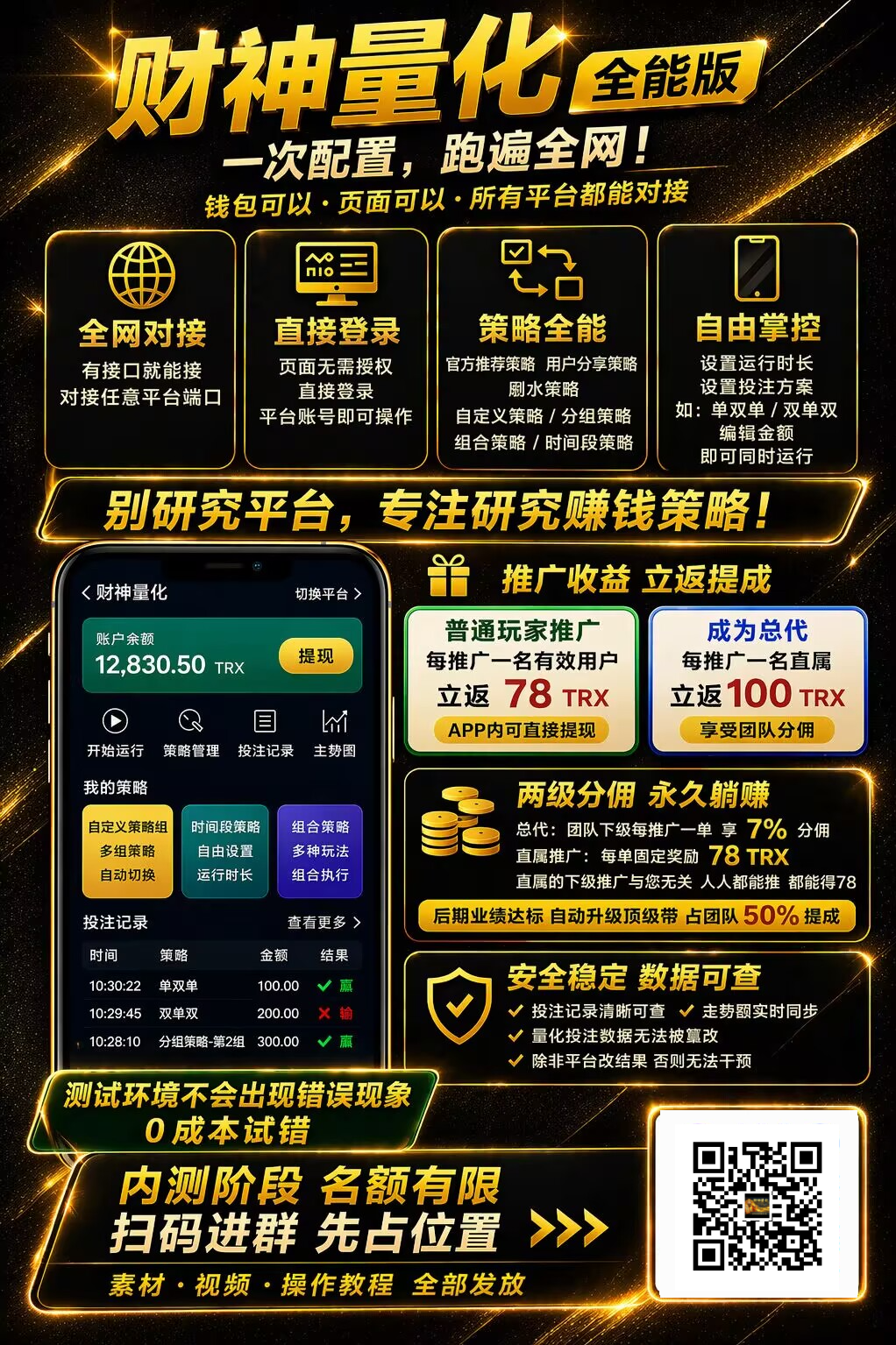 财神量化全哈希平台挂机策略计划对接，助力代理赢在起点！